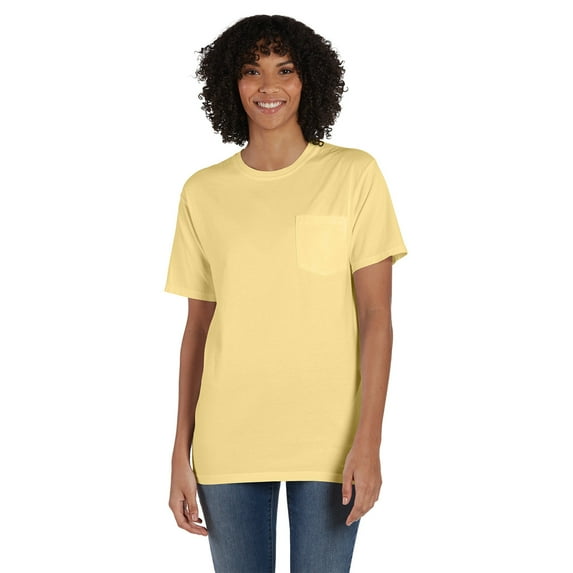 Hanes Unisex 5.5 Oz., 100% Ringspun Cotton Garment-Dyed Short-Sleeve Crew With Pocket