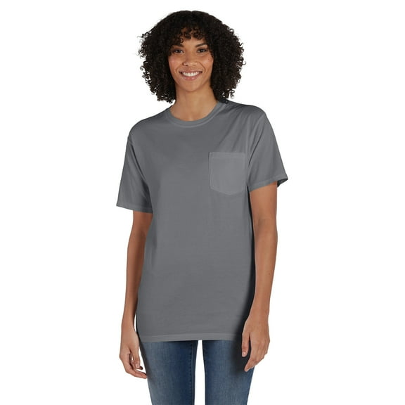 Hanes Unisex 5.5 Oz., 100% Ringspun Cotton Garment-Dyed Short-Sleeve Crew With Pocket