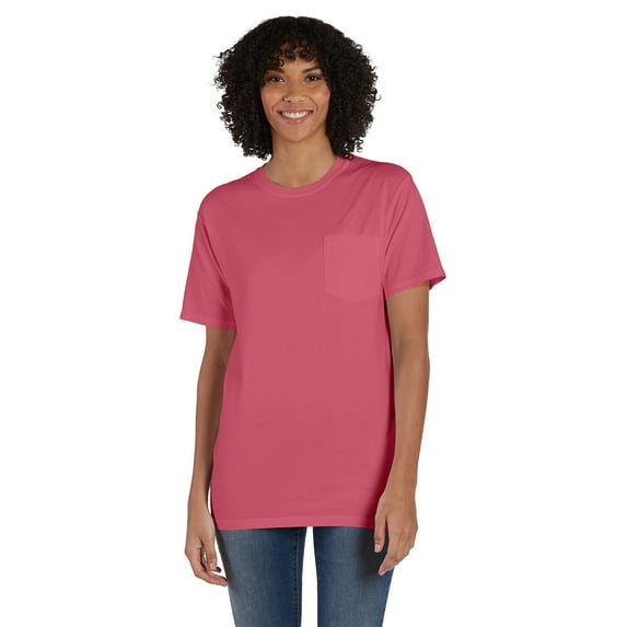 Hanes Unisex 5.5 Oz., 100% Ringspun Cotton Garment-Dyed Short-Sleeve Crew With Pocket