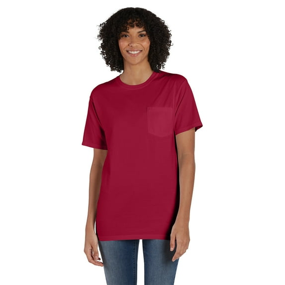 Hanes Unisex 5.5 Oz., 100% Ringspun Cotton Garment-Dyed Short-Sleeve Crew With Pocket