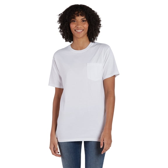 Hanes Unisex 5.5 Oz., 100% Ringspun Cotton Garment-Dyed Short-Sleeve Crew With Pocket