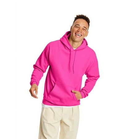 Hanes Unisex 7.8 Oz., Ecosmart® 50/50 Pullover Hooded Sweatshirt - Safety Pink - Xl