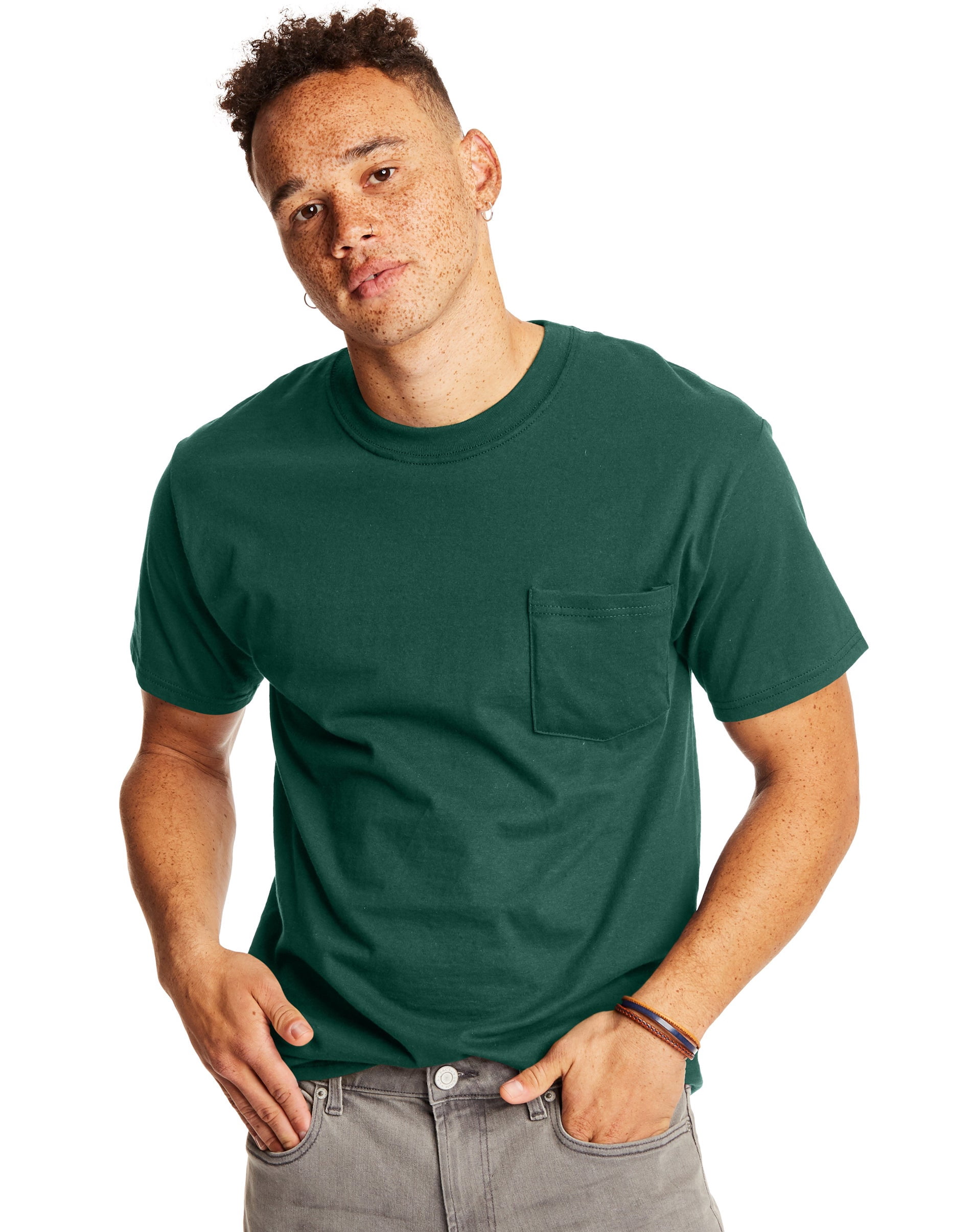 T-shirt Homme Hanes Beefy T - XL - Bleu Marin - Coton Poids Lourd - Idéal Plage
