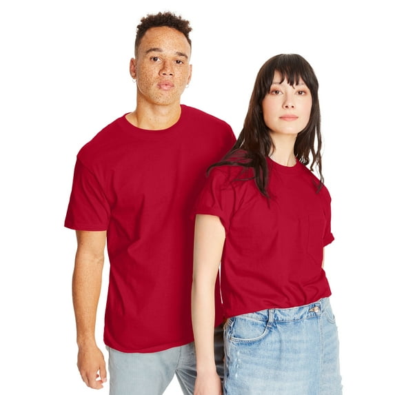 Hanes Unisex Adult Beefy-T Short Sleeve T-Shirt with Pocket, 2-Pack, Sizes S-3XL