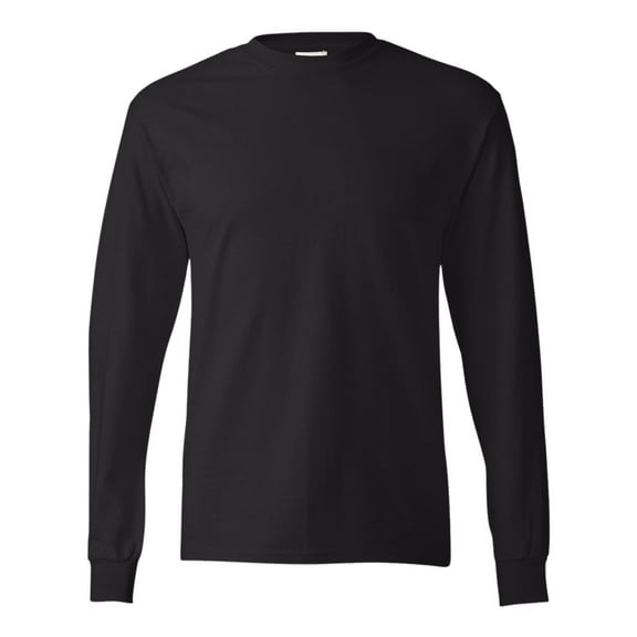 Hanes Unisex Authentic Long Sleeve T-Shirt 100% Cotton Heavyweight Crewneck Classic Tee (Black, L)