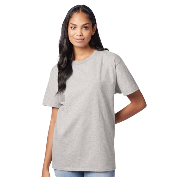 Hanes Unisex Authentic Short Sleeve T-Shirt 100% Cotton Jersey Classic Fit Solid Color Tee (Ash, L)