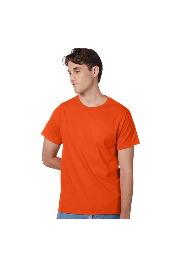 Unisex Authentic Short Sleeve T-Shirt 100% Cotton Jersey Classic Fit Solid Color Tee (Orange, 5XL)