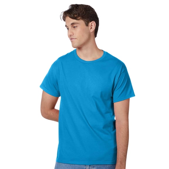 Hanes Unisex Authentic Short Sleeve T-Shirt 100% Cotton Jersey Classic Fit Solid Color Tee (Teal, L)