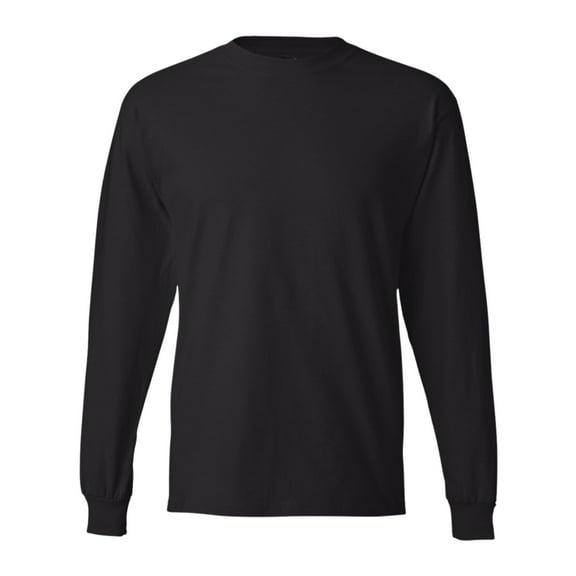 Hanes Unisex Beefy-T Long Sleeve T-Shirt, Crewneck Tee Shirts 100% Ring-spun Cotton Long Tees (Black , S)