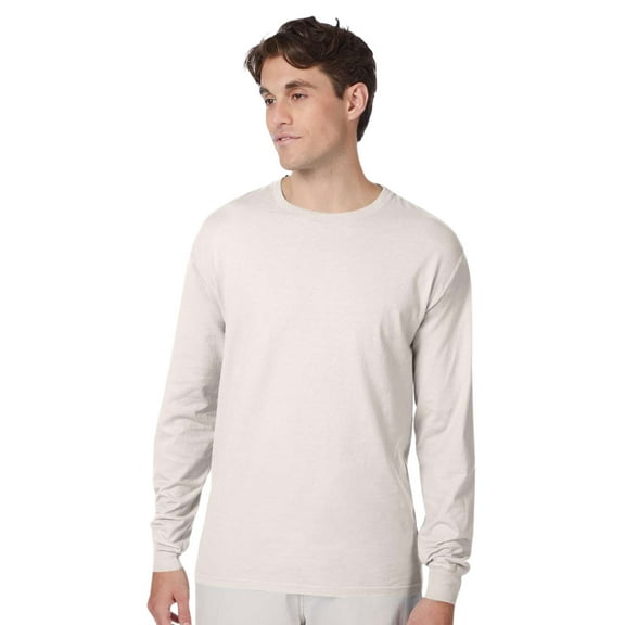 Hanes Unisex Beefy-T Long Sleeve T-Shirt, Crewneck Tee Shirts 100% Ring-spun Cotton Long Tees (Natural , 2XL)