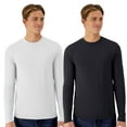 thumbnail image 1 of Hanes Unisex Cool DRI Cotton Touch Long Sleeve T-Shirt 100% Ring-spun Polyester Crewneck Tee Shirts (Black+White 2 Pack, 2XL), 1 of 8