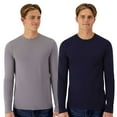 thumbnail image 1 of Hanes Unisex Cool DRI Cotton Touch Long Sleeve T-Shirt 100% Ring-spun Polyester Crewneck Tee Shirts (Graphite+Athletic Navy 2 Pack, 2XL), 1 of 8