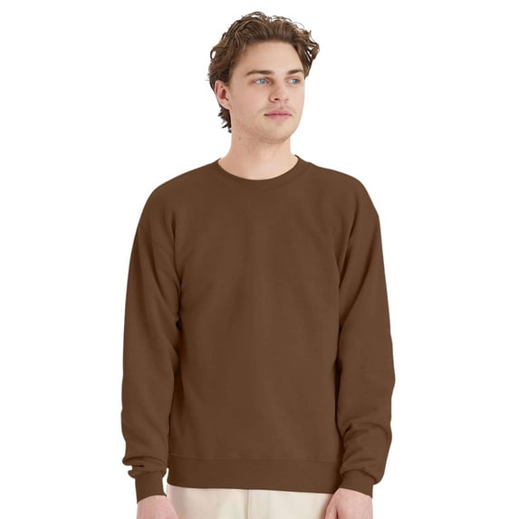 Hanes Unisex EcoSmart Crewneck Sweatshirt, Comfy Sweatshirt 50/50 US Cotton/Polyester Long Sleeve Sweatshirt, Mix Color Casual Sweater for Men (Army Brown 1 Pack, M)