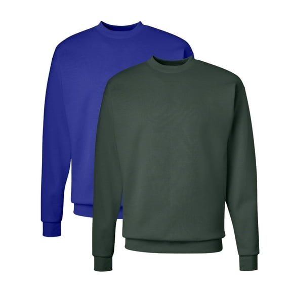 Hanes Unisex EcoSmart Crewneck Sweatshirt, 50/50 US Cotton/Polyester Long Sleeve Winter Sweater (Deep Royal+Deep Forest 2 Pack, S)