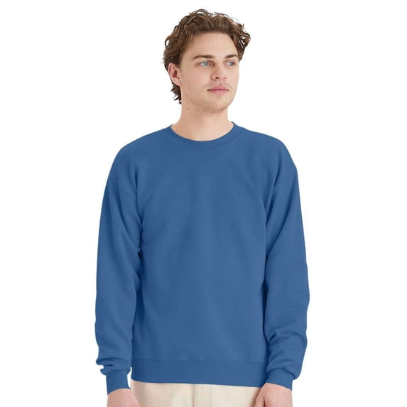 Hanes Unisex EcoSmart Crewneck Sweatshirt, Comfy Sweatshirt 50/50 US Cotton/Polyester Long Sleeve Sweatshirt, Mix Color Casual Sweater for Men (Denim Blue 1 Pack, 4XL)
