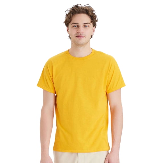 Hanes Unisex EcoSmart Short Sleeve T-Shirt Classic Crewneck Tees (Gold, 3XL)