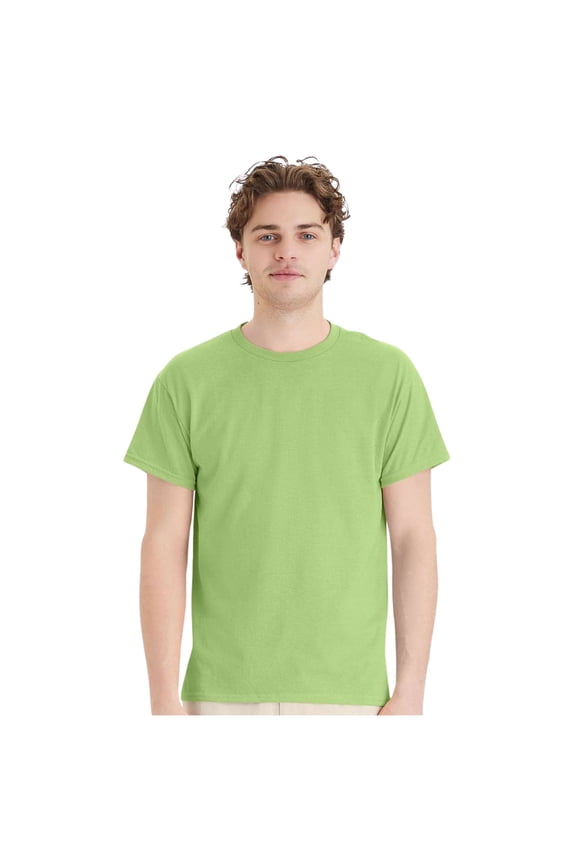 Unisex EcoSmart Short Sleeve T-Shirt Classic Crewneck Tees (Lime, 5XL)