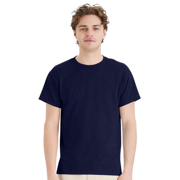 Hanes Unisex EcoSmart Short Sleeve T-Shirt Classic Crewneck Tees (Navy, M)