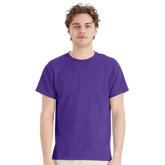 Hanes Unisex EcoSmart Short Sleeve T-Shirt Classic Crewneck Tees (Purple, 4XL)