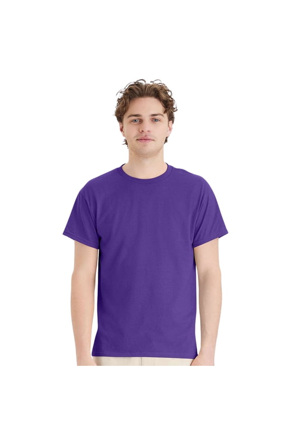 Unisex EcoSmart Short Sleeve T-Shirt Classic Crewneck Tees (Purple, L)