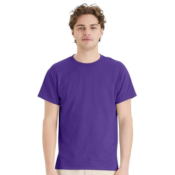 Hanes Unisex EcoSmart Short Sleeve T-Shirt Classic Crewneck Tees (Purple, S)