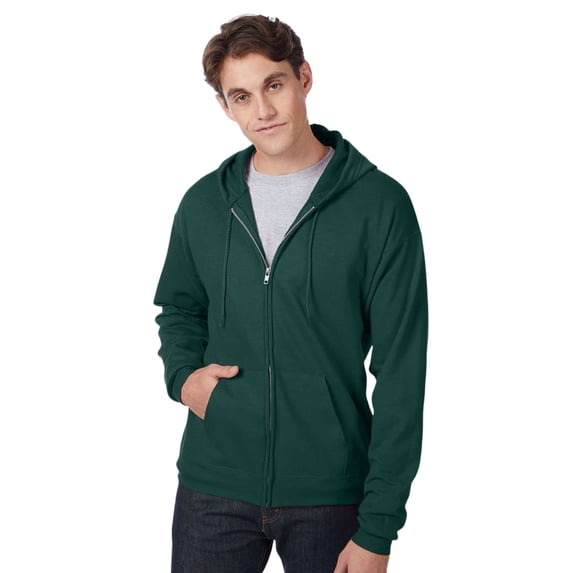 Hanes Unisex Ecosmart Full-Zip Hooded Sweatshirt 50/50 Cotton/Polyester Comfort Fleece Zipper Hoodie (Deep-Forest, S)
