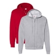 thumbnail image 1 of Hanes Unisex Ecosmart Full-Zip Hooded Sweatshirt 50/50 Cotton/Polyester Comfort Fleece Zipper Hoodie (Light-Steel+Deep-Red-2PCS, 2XL), 1 of 7