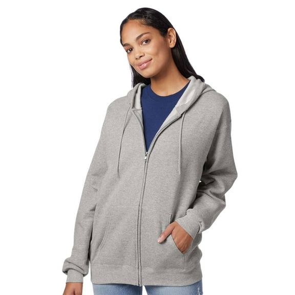 Hanes Unisex Ecosmart Full-Zip Hooded Sweatshirt 50/50 Cotton/Polyester Comfort Fleece Zipper Hoodie (Light-Steel, M)