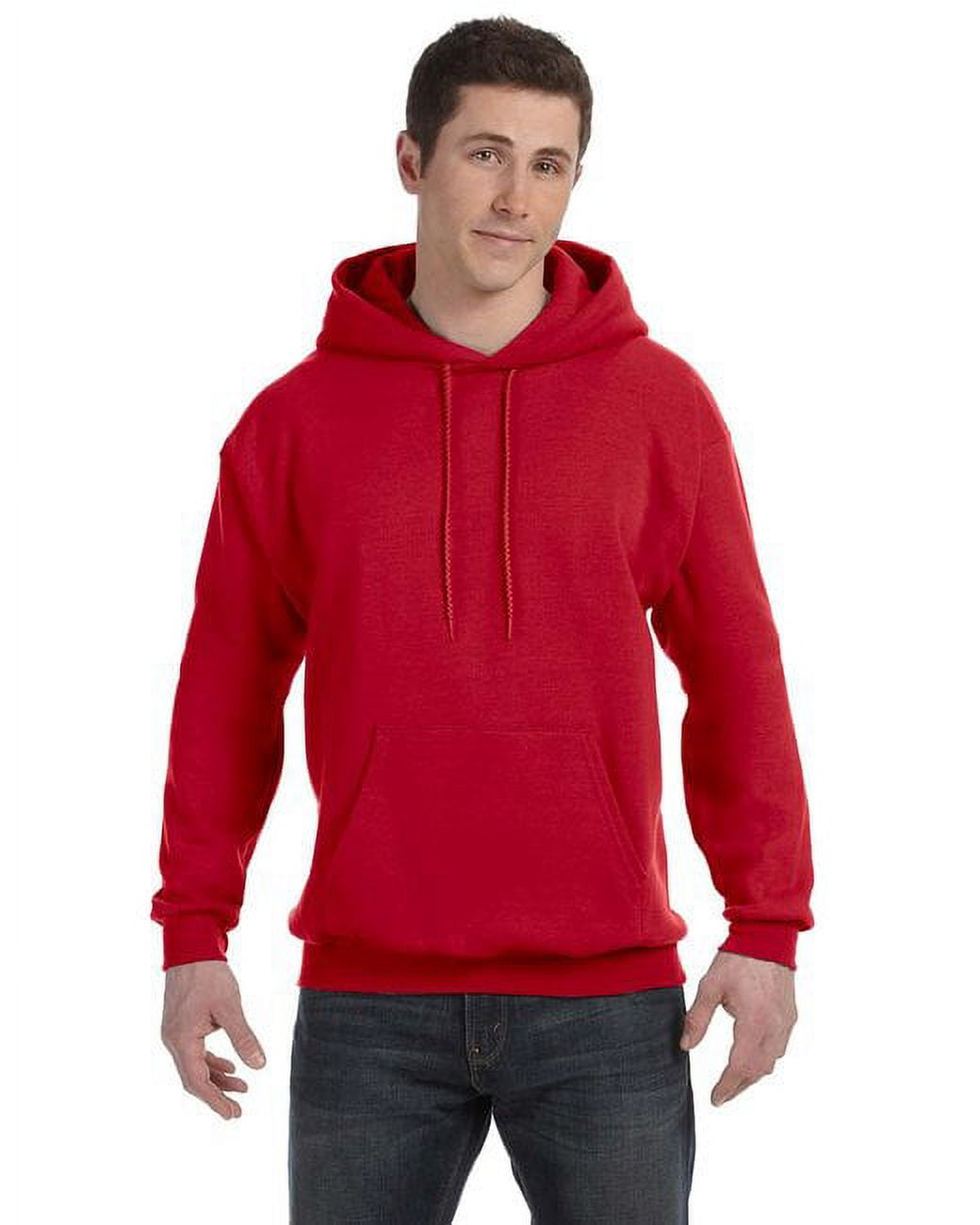 Hanes Unisex Ecosmart Pullover Hooded Sweatshirt - DEEP RED - L