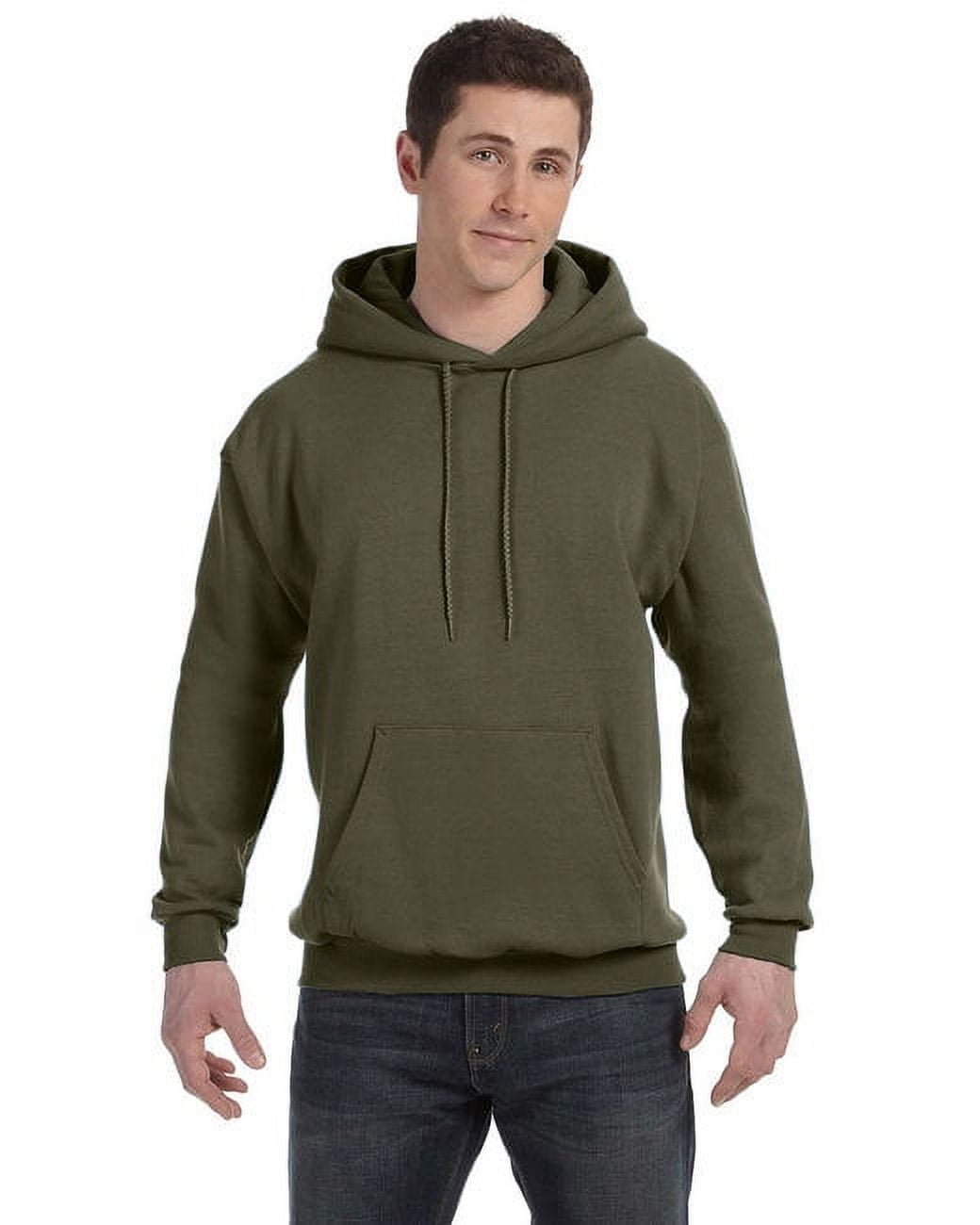 Hanes Unisex Ecosmart Pullover Hooded Sweatshirt - FATIGUE GREEN - L