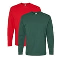 thumbnail image 1 of Hanes Unisex Essential Long Sleeve T-Shirt 100% Cotton Classic Fit Plain Basic Tee (Athletic-Red+Athletic-Dark-Green-2PCS, 2XL), 1 of 7