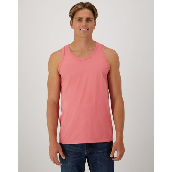 Hanes Unisex Garment Dyed Cotton Tank Coral Craze 2XL