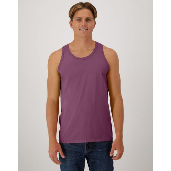 Hanes Unisex Garment Dyed Cotton Tank Purple Plum Raisin L