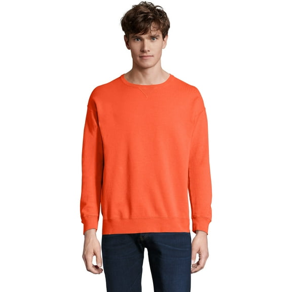 Hanes Unisex Garment Dyed Fleece Sweatshirt Solar Crimson XL