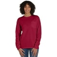 thumbnail image 1 of Hanes Unisex Garment Dyed Long Sleeve Pocket T-Shirt Crimson Fall 3XL, 1 of 4