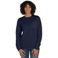thumbnail image 1 of Hanes Unisex Garment Dyed Long Sleeve Pocket T-Shirt Navy 2XL, 1 of 4