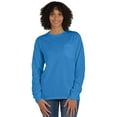 thumbnail image 1 of Hanes Unisex Garment Dyed Long Sleeve Pocket T-Shirt Summer Sky Blue 3XL, 1 of 4