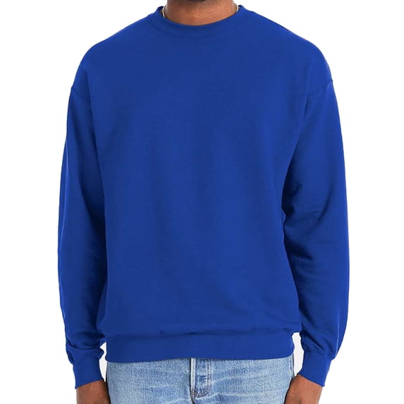 Hanes Unisex Perfect Crewneck Sweatshirt, Soft Pullover Fleece, Deep Royal, L