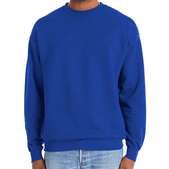 Hanes Unisex Perfect Crewneck Sweatshirt, Soft Pullover Fleece, Deep Royal, XL
