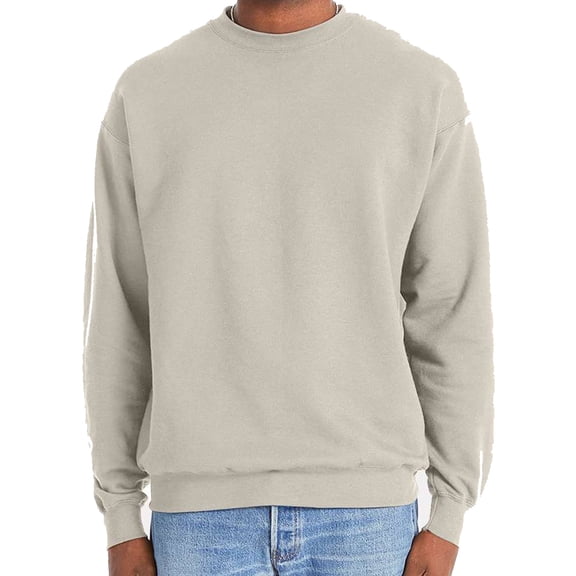 Hanes Unisex Perfect Crewneck Sweatshirt, Soft Pullover Fleece, Sand, XL
