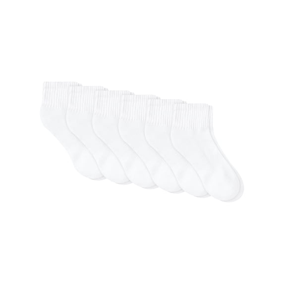 Hanes Unisex Plain White Socks Pack, 6 Pairs, Ankle S