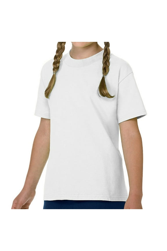 Unisex Short Sleeve Crew Neck Plain Basic T-Shirt (Big Girls)