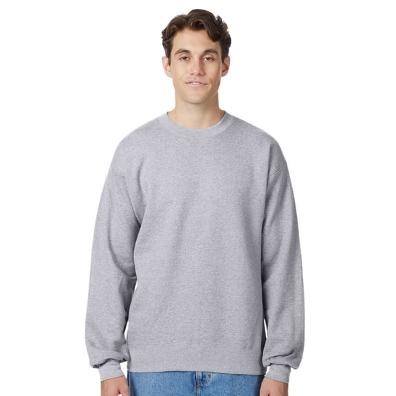 Hanes Unisex Ultimate Cotton Crewneck Sweatshirt 90/10 Cotton/Polyester Fleece Cozy Comfort Sweater (Light-Steel , M)