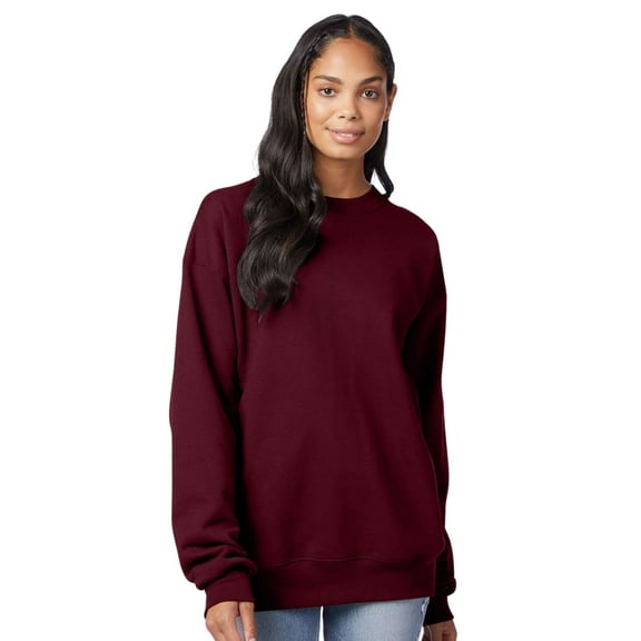 Hanes Unisex Ultimate Cotton Crewneck Sweatshirt 90/10 Cotton/Polyester Fleece Cozy Comfort Sweater (Maroon , XL)