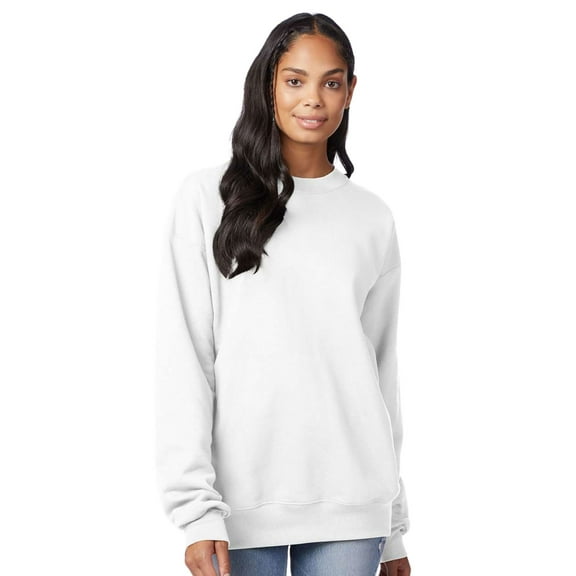 Hanes Unisex Ultimate Cotton Crewneck Sweatshirt 90/10 Cotton/Polyester Fleece Cozy Comfort Sweater (White , XL)