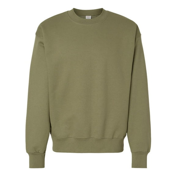Hanes Unisex Ultimate Cotton Crewneck Sweatshirt, Soft Warm Fleece Pullover, Oregano, M