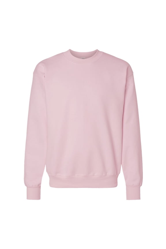 Unisex Ultimate Cotton Crewneck Sweatshirt, Soft Warm Fleece Pullover, Pale Pink, L