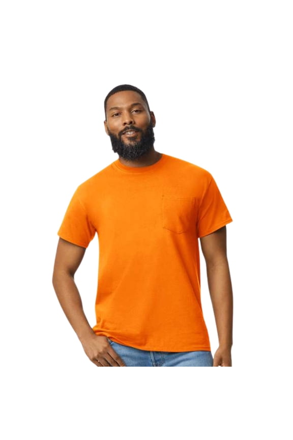 Unisex Workwear High Visibility Pocket T-Shirt, Polyester/Ring-Spun Cotton/Rayon Hi Vis Short Sleeve Tee (Safety-Orange, XL)