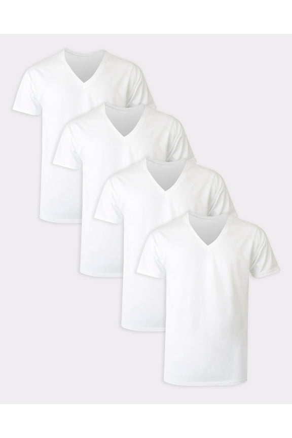 V-Neck T-Shirt 4-Pack Men's Ultimate Big Man Cool Comfort Short Sleeve Tee FreshIQ