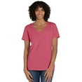 thumbnail image 1 of Hanes V-Neck T-Shirt Women's Garment Dyed Short Sleeve Tee Ringspun Cotton, 1 of 7
